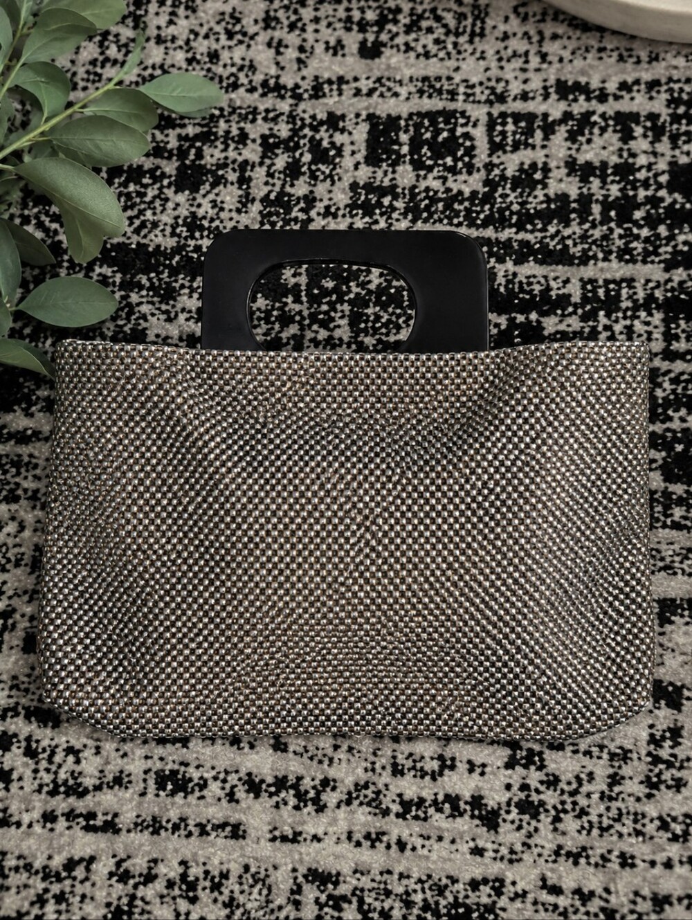Vintage Chilewich Woven Vinyl Handbag Geometric Cutout Handle Minimalist MCM CC